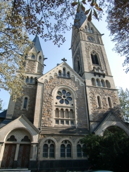 Neuss : Breite Straße, die Christuskirche ( Baujahr 1904 bis 1906 ) ist die erste evangelische Kirche in Neuss.